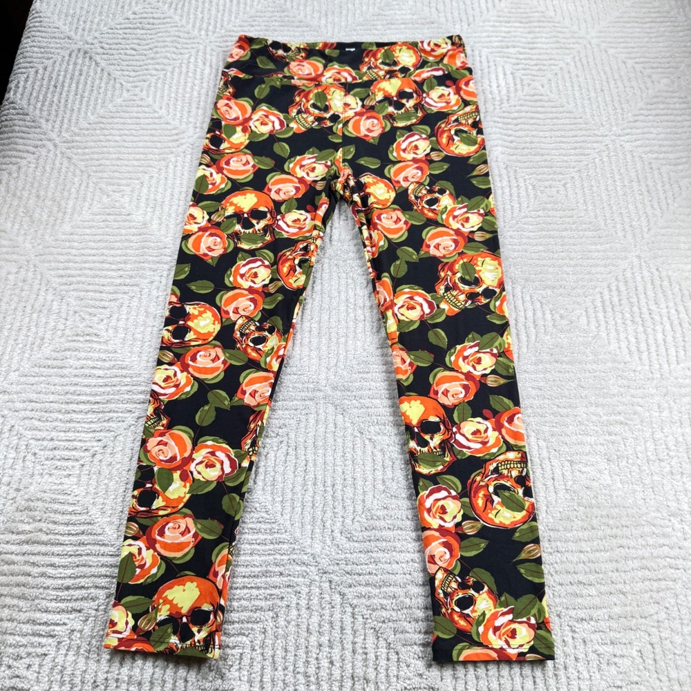 LuLaRoe Leggings Womens Tall & Curvy Skull Rose Gothic Grunge Halloween Spooky